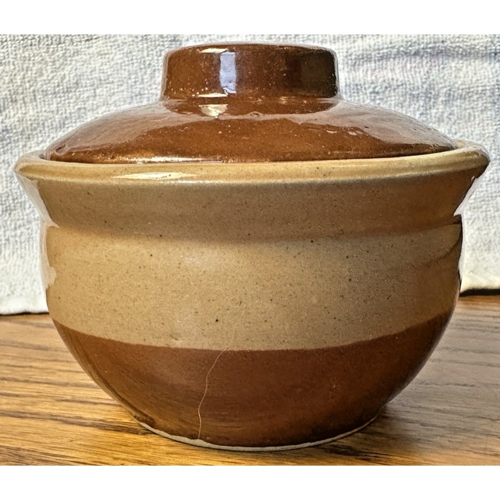 Art Pottery Lidded Serving Bowl‎ Casserole Handmade Brown Glaze Salsa